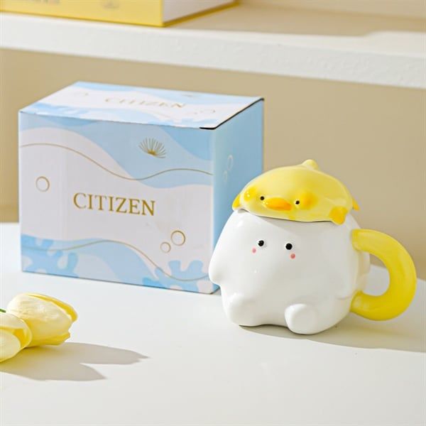  Cốc béo trắng nắp thú 380ml 