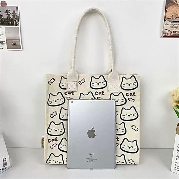  Túi tote cứng mèo nhí cá 32x13x32cm 