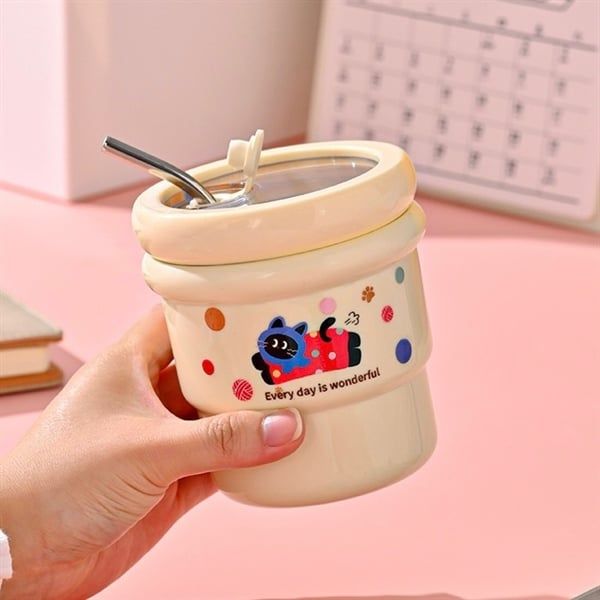  Cốc giữ nhiệt thú chấm bi 420ml 