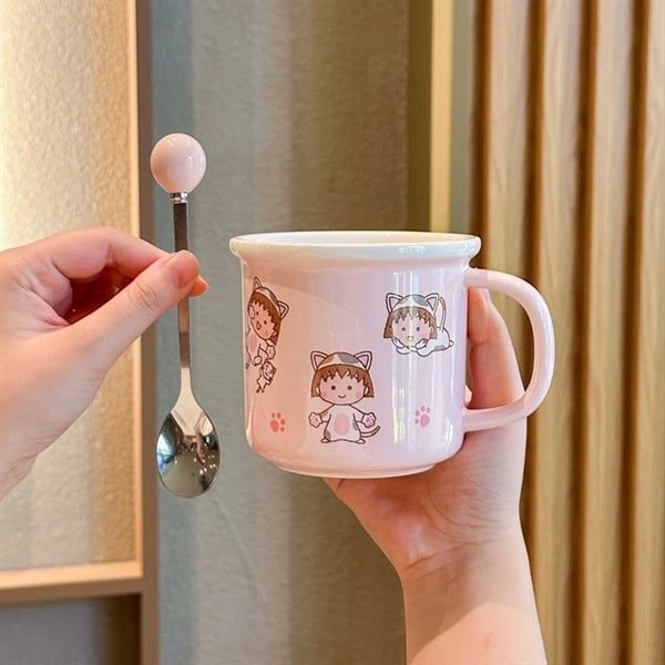 Cốc sứ Maruko + thìa cán tròn 340ml 