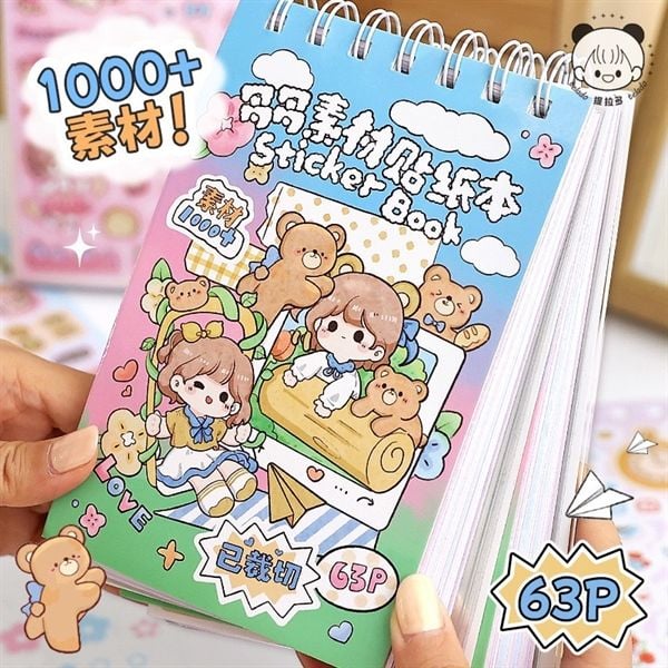  Sổ Sticker 63 tờ Telado bé gái gấu 