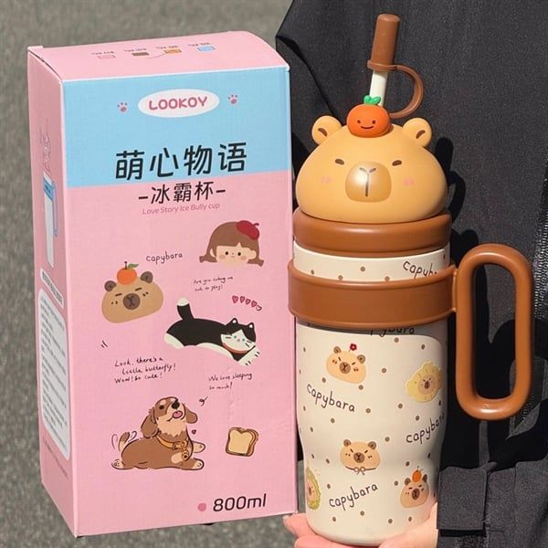  Cốc giữ nhiệt đầu 3D 800ml 