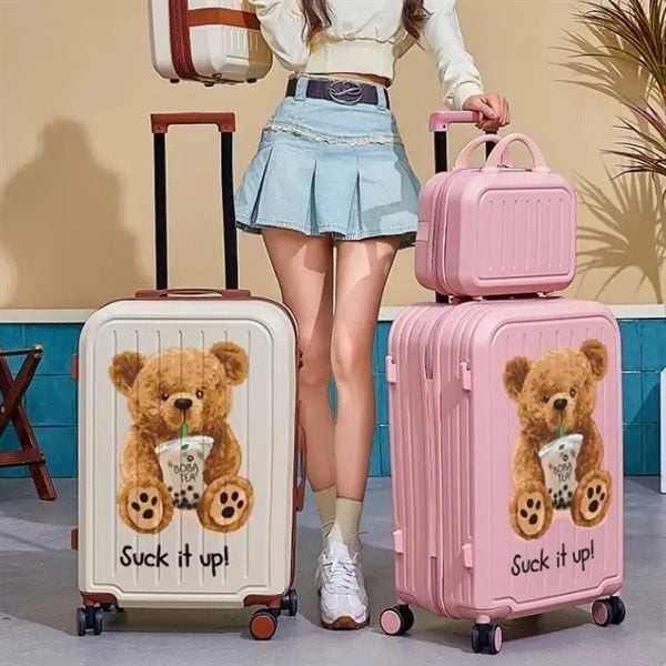  Vali gấu uống trà sữa 