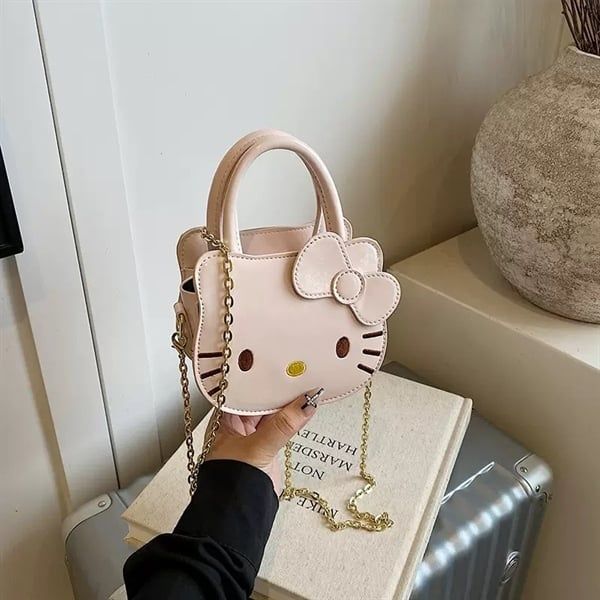  Túi da Hello Kitty đầu chibi quai xách 