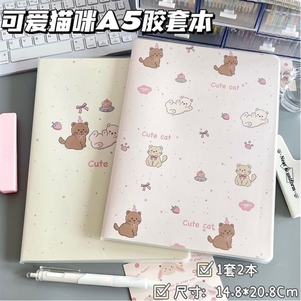  Sổ mèo bìa bọc nhám A5 