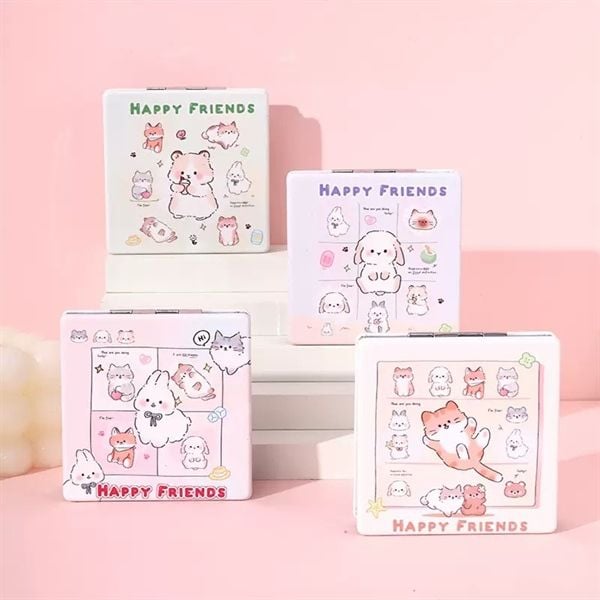  Gương gập bọc da bỏ túi mèo vuông 