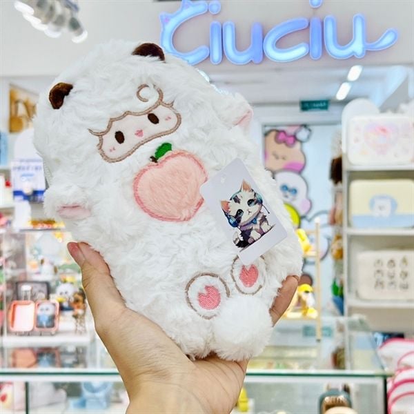  Túi cừu bông mini ôm đào 