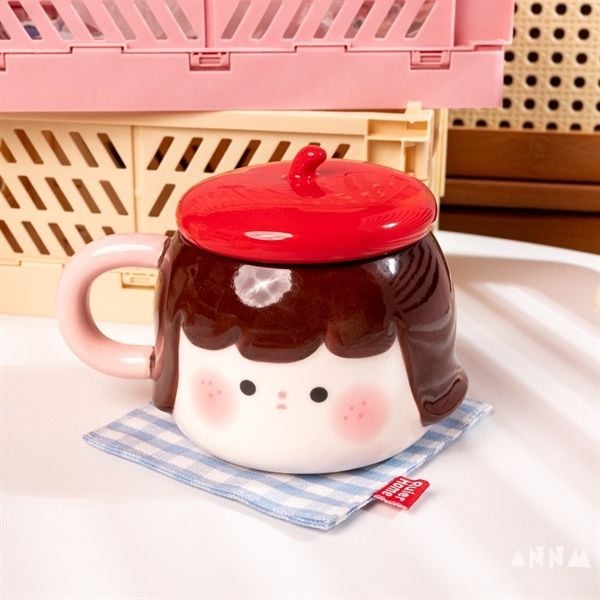  Cốc sứ bé gái mũ nồi đỏ 450ml 