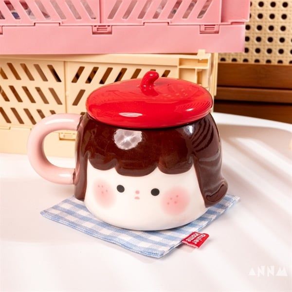  Cốc sứ bé gái mũ nồi đỏ 450ml 