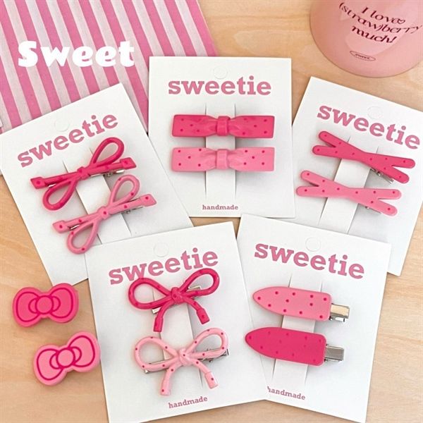  Set 2 kẹp tóc chấm bi hồng 