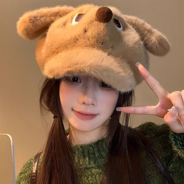  Mũ nồi cún bông nâu 