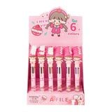  Bút 6 màu bé mũ hồng 