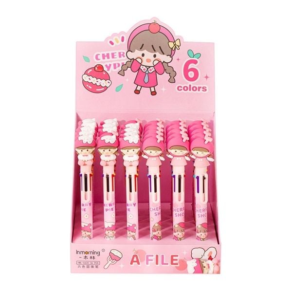  Bút 6 màu bé mũ hồng 