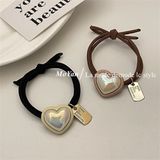  Chun buộc tóc trái tim xà cừ trắng 