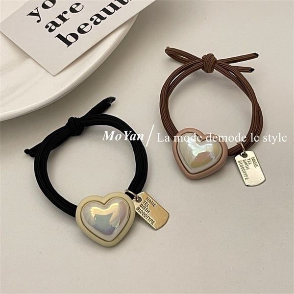  Chun buộc tóc trái tim xà cừ trắng 