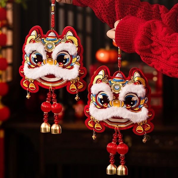  Dây treo đầu lân 2 chuông decor Tết 