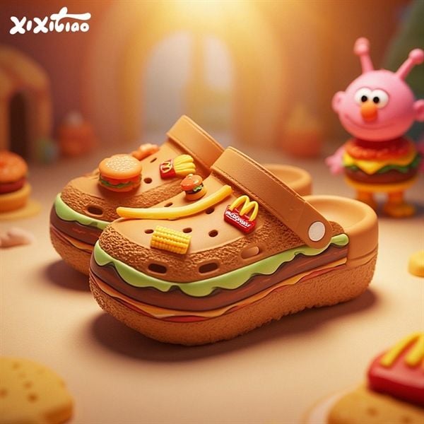  Dép cross Hamburger charm fastfood 