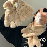  Set khăn găng tay gấu nâu mũ vàng 