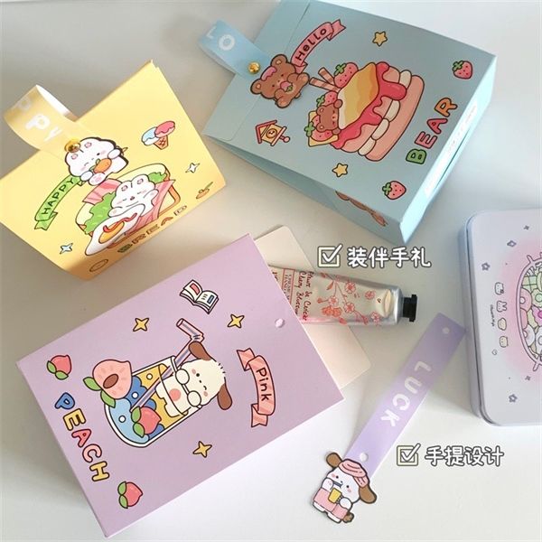  Túi giấy thú gập miệng quai nhựa 14x11cm 