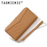  Ví da dài vân nhọn dây đeo 