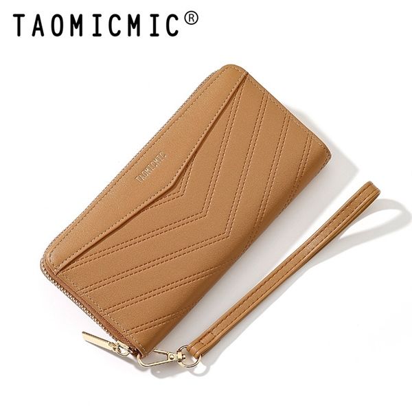  Ví da dài vân nhọn dây đeo 