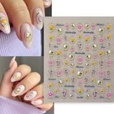  Sticker dán móng viền vàng bầu dục ong hoa 