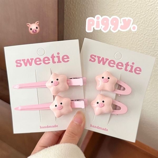  Set 2 kẹp sao béo heo hồng 