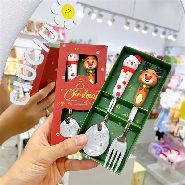  Set 2 thìa dĩa Giáng Sinh size to 