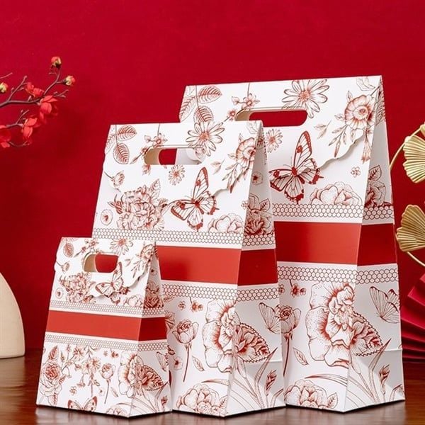  Túi quà gập miệng hoa bướm đỏ 