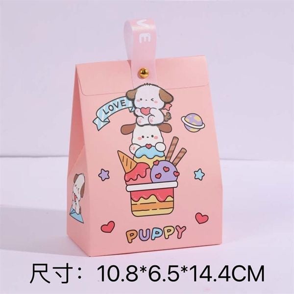  Túi giấy thú gập miệng quai nhựa 14x11cm 
