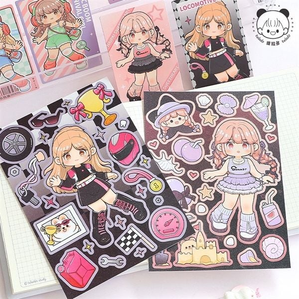  Set Sticker stylist bé gái Telado 8 trang + 8 card 