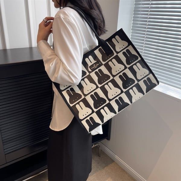  Túi tote dày thỏ caro 40x31x18cm 