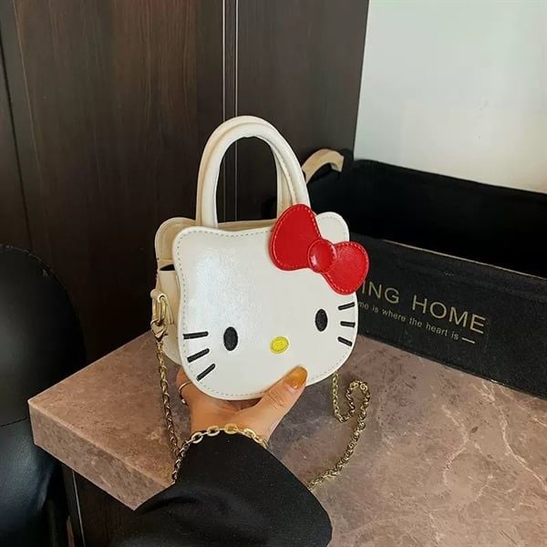  Túi da Hello Kitty đầu chibi quai xách 