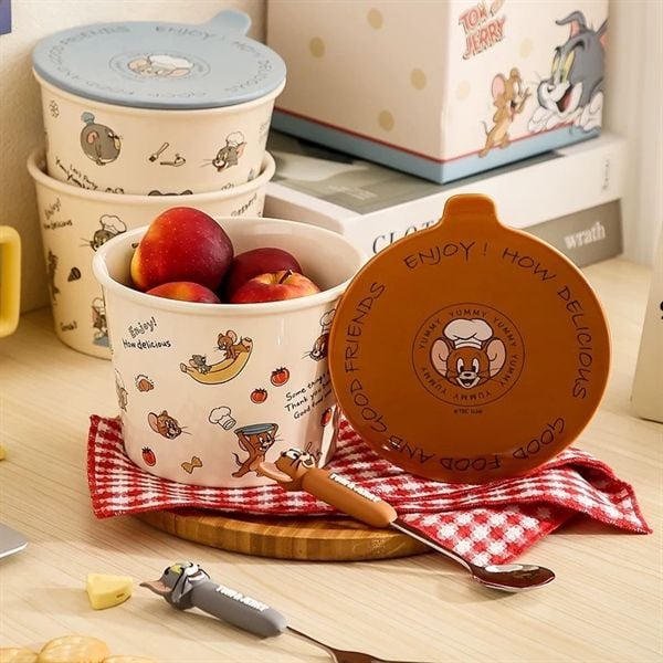  Bát tô ăn mì Tom&Jerry có nắp 1100ml 