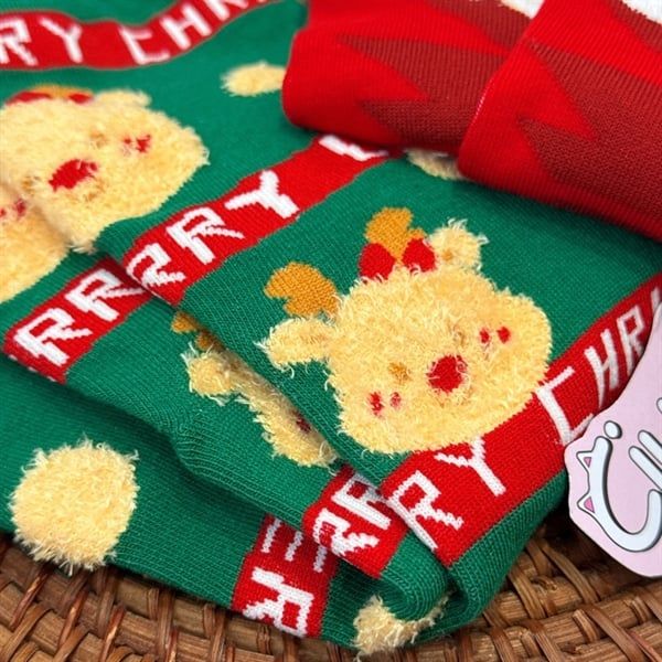  Tất Giáng Sinh mix lông nhung 