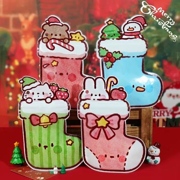  Túi quà zip bít tất thú Giáng Sinh 