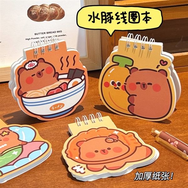  Sổ lò xo mini Capybara đồ ăn 