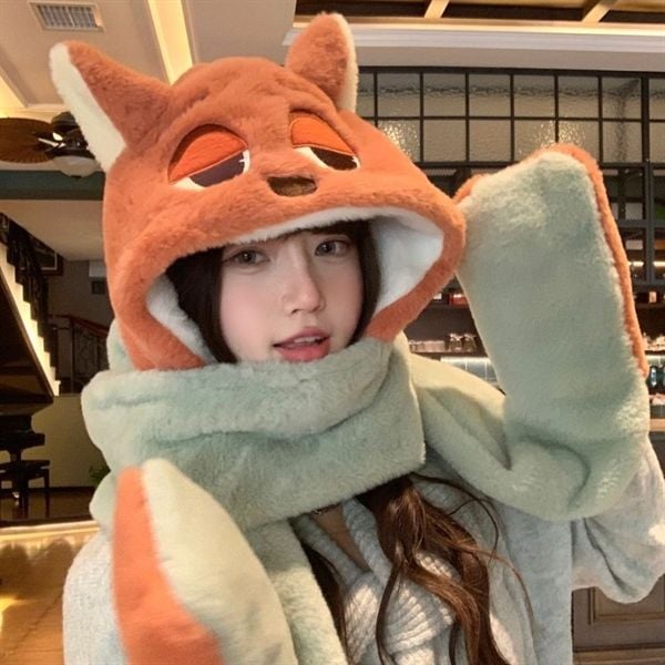  Mũ bông kiêm khăn quàng cổ + bao tay Cáo Zootopia 