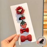  Set mix 5 kẹp nơ dâu tone đỏ 