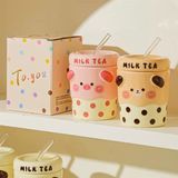  Cốc trà sữa + ống hút thuỷ tinh 400ml 