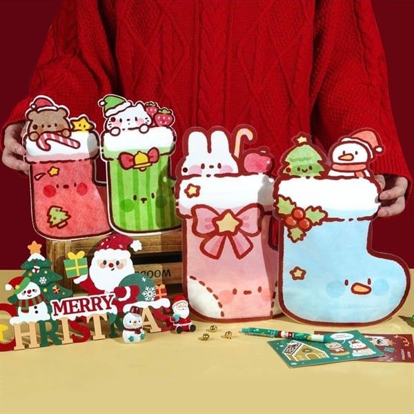  Túi quà zip bít tất thú Giáng Sinh 