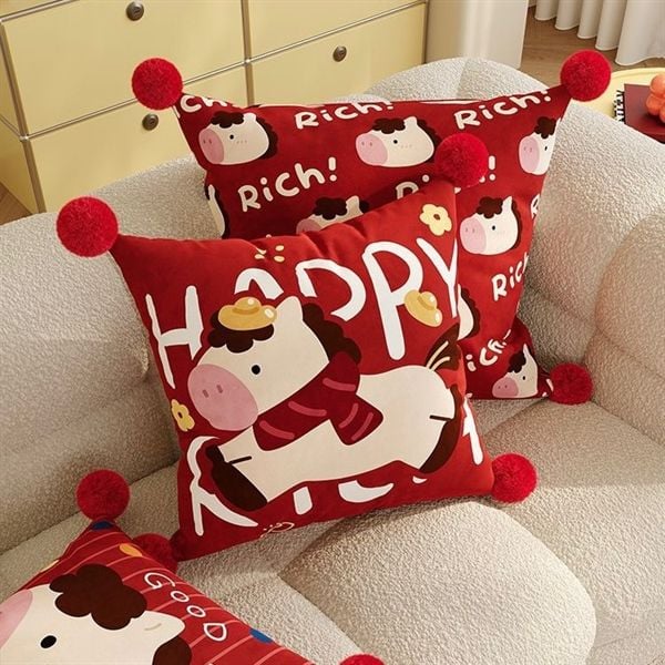  Gối vuông dựa lưng ngựa Tết 45cm 