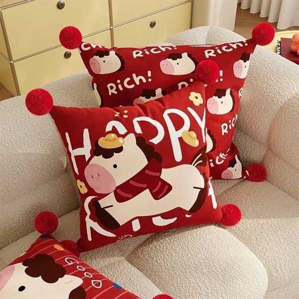  Gối vuông dựa lưng ngựa Tết 45cm 