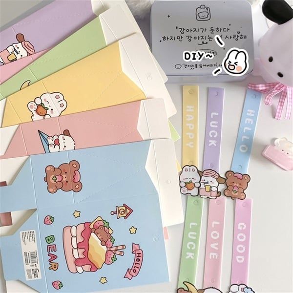  Túi giấy thú gập miệng quai nhựa 14x11cm 