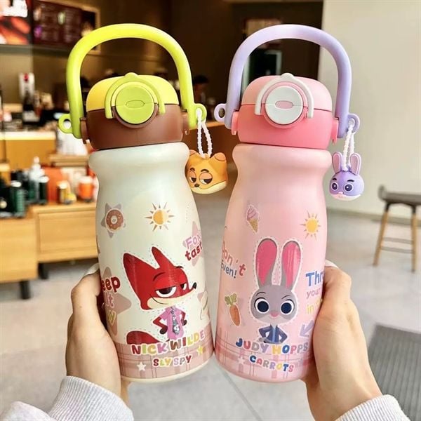  Bình giữ nhiệt Zootopia quai xách + charm 550ml 