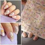  Sticker dán móng viền vàng bầu dục ong hoa 