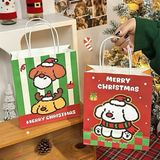  Túi quà quai giấy Cún Giáng Sinh 21x18x8cm 