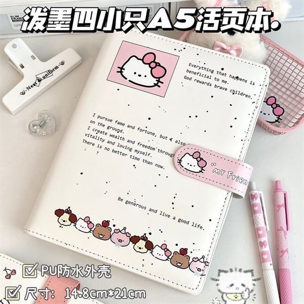  Sổ da Hello Kitty gáy lò xo A5 