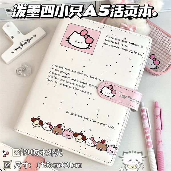  Sổ da Hello Kitty gáy lò xo A5 
