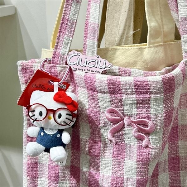  Móc khoá Hello Kitty đeo kính yếm xanh 